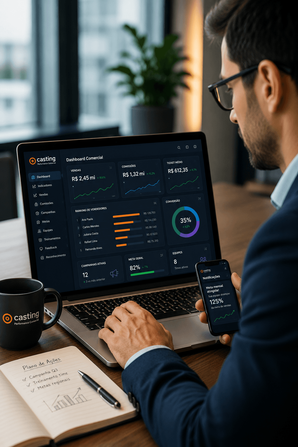 Plataforma Casting — Dashboard de Performance Comercial